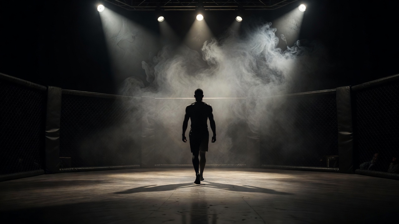 MMA ring kavez reflektori borac silueta