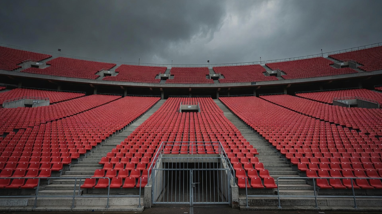 prazan stadion zabrana tribina mrak