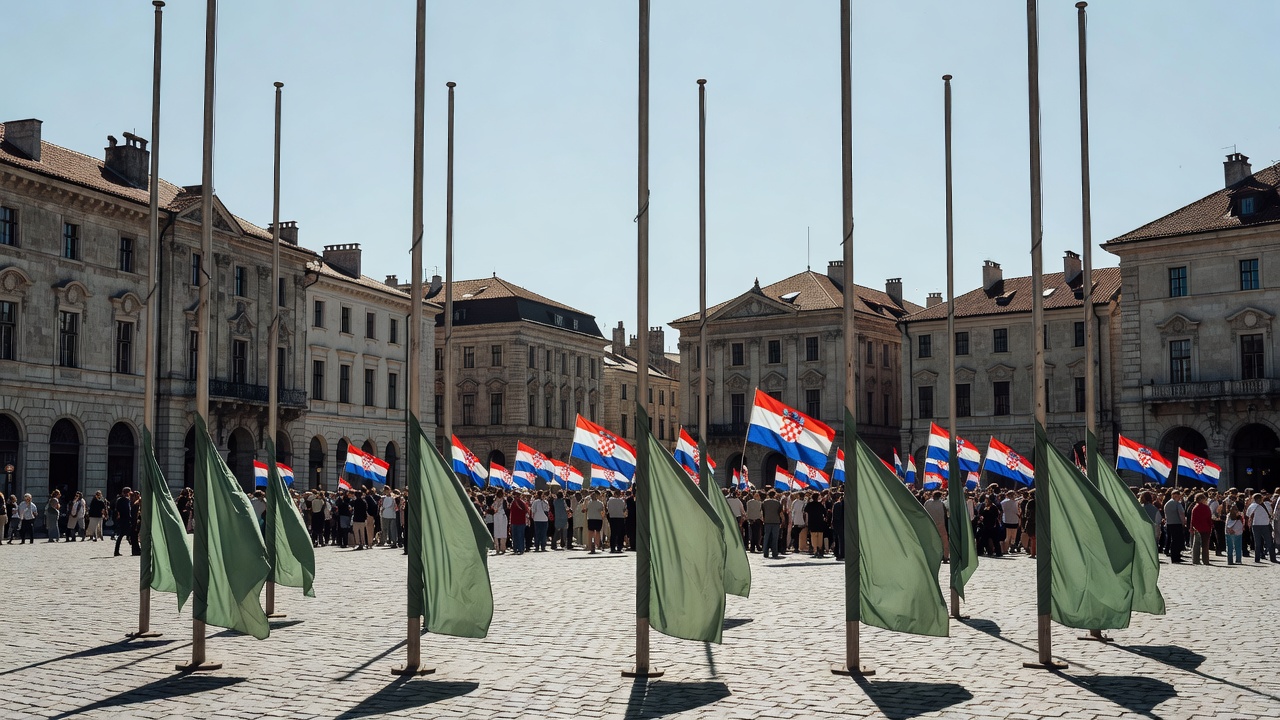 vegan flags Zagreb square Croatian protest