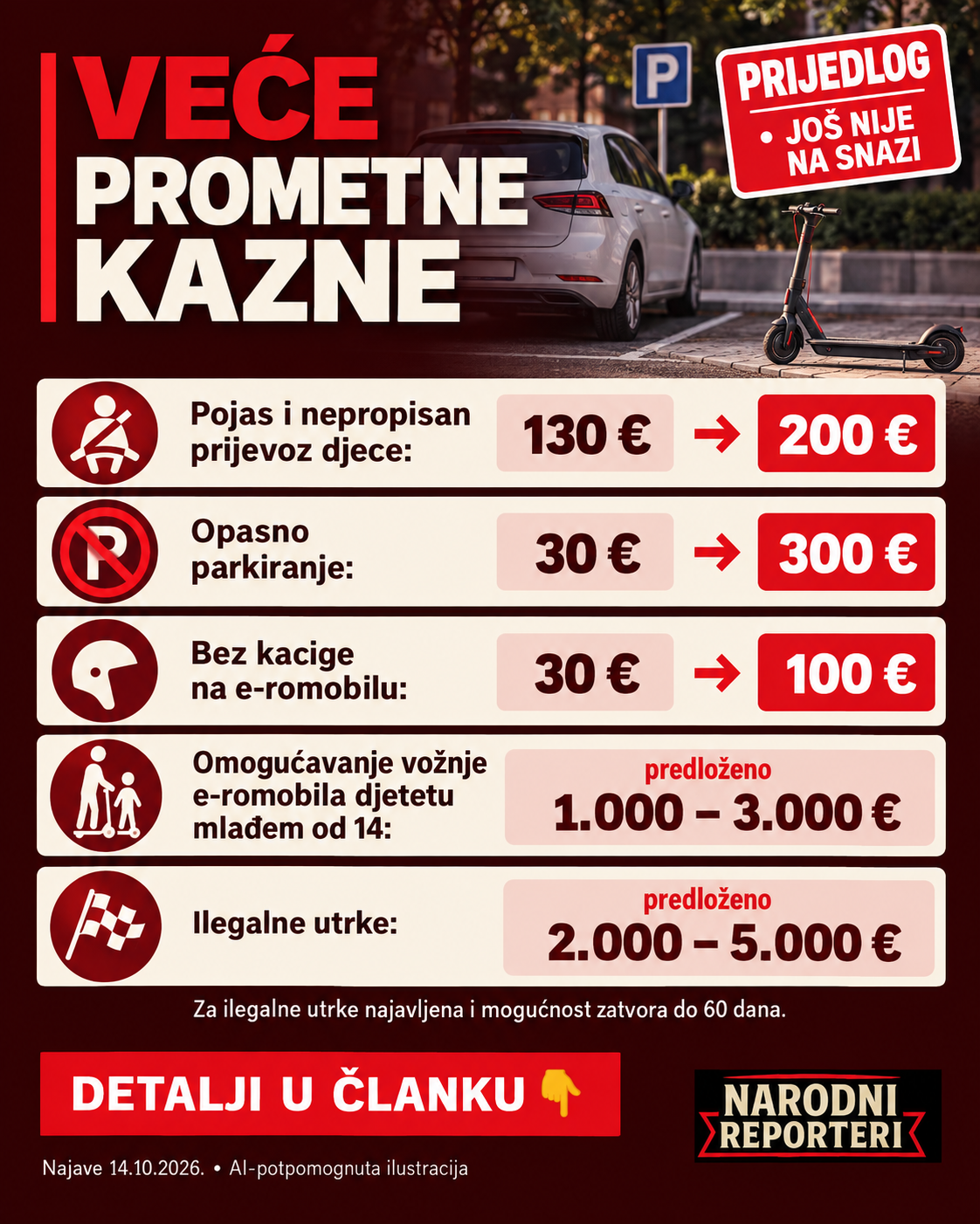 Predložene promjene prometnih kazni, još nisu na snazi