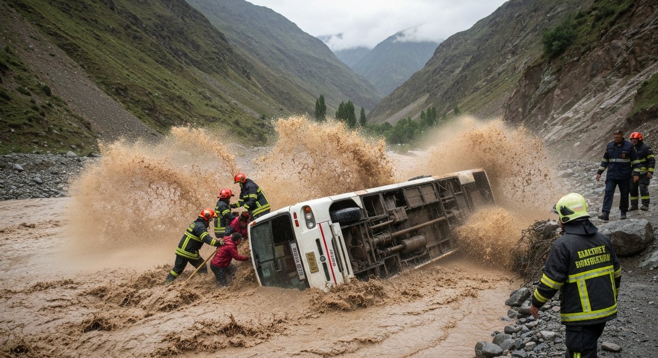 Blatna bujica u Austriji odnijela autobus, putnici spašeni