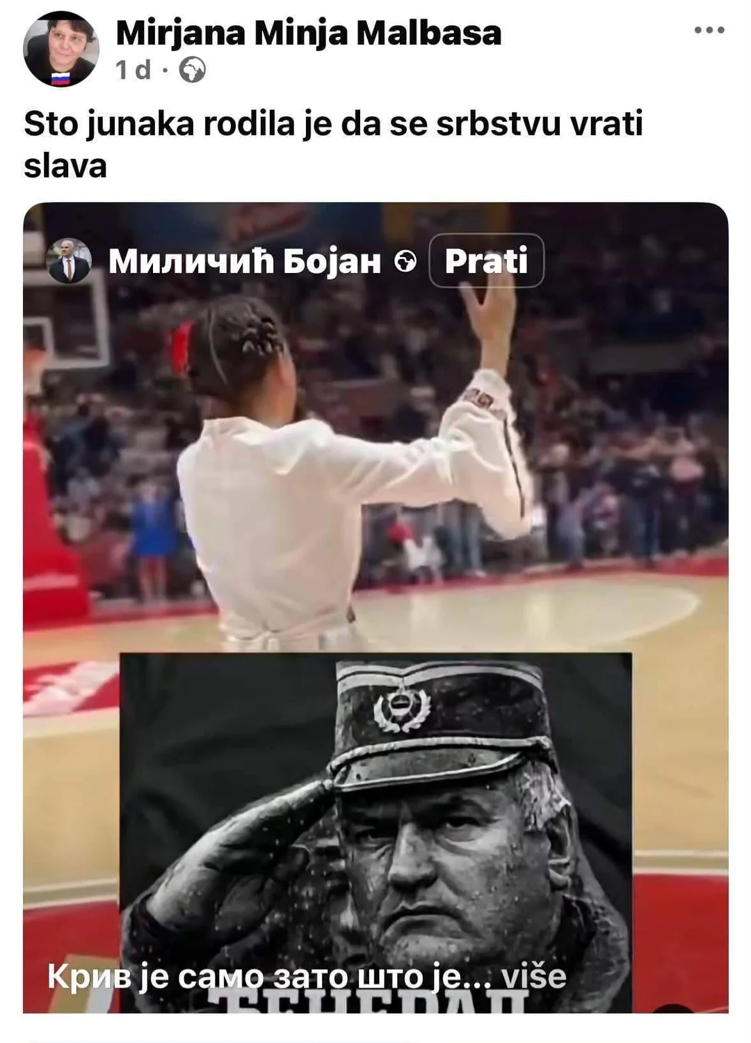 Dostavljena snimka javne Facebook objave 3