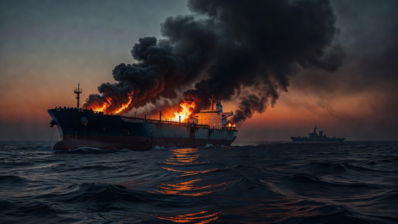 Perzijski zaljev tanker požar ratni brodovi