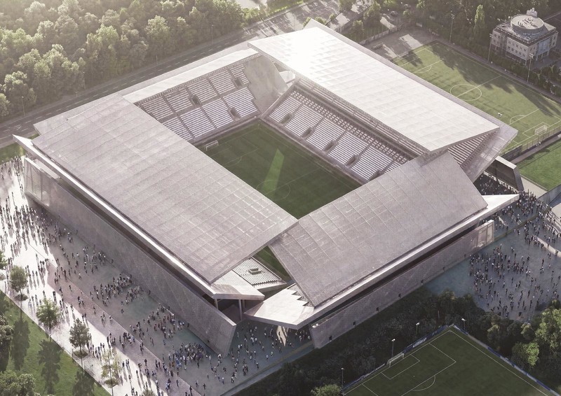 Vizualizacija odabranog rješenja studija VG13 za novi stadion Maksimir, pogled iz zraka