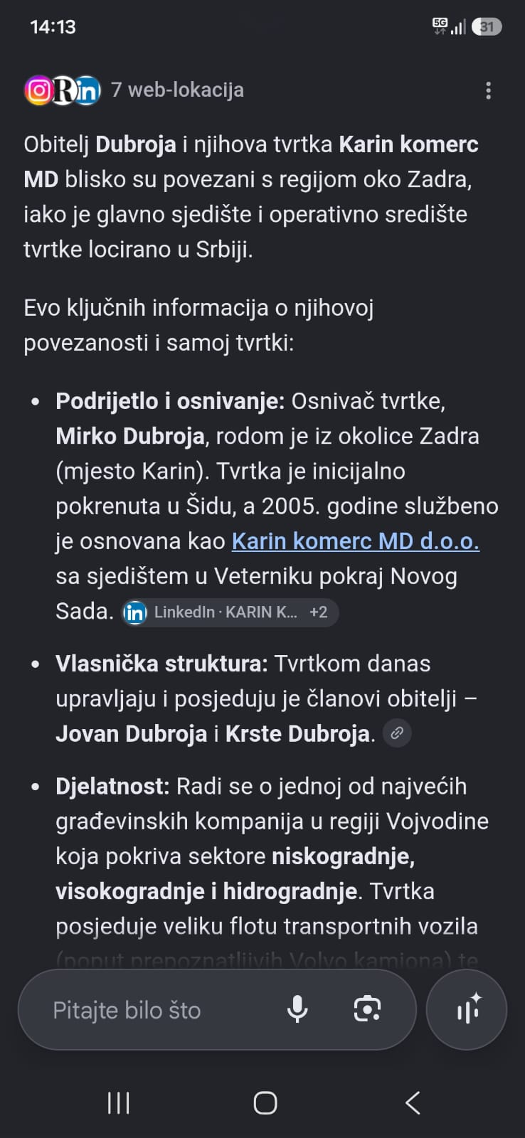 Javno dostupni podaci o tvrtki Karin Komerc MD