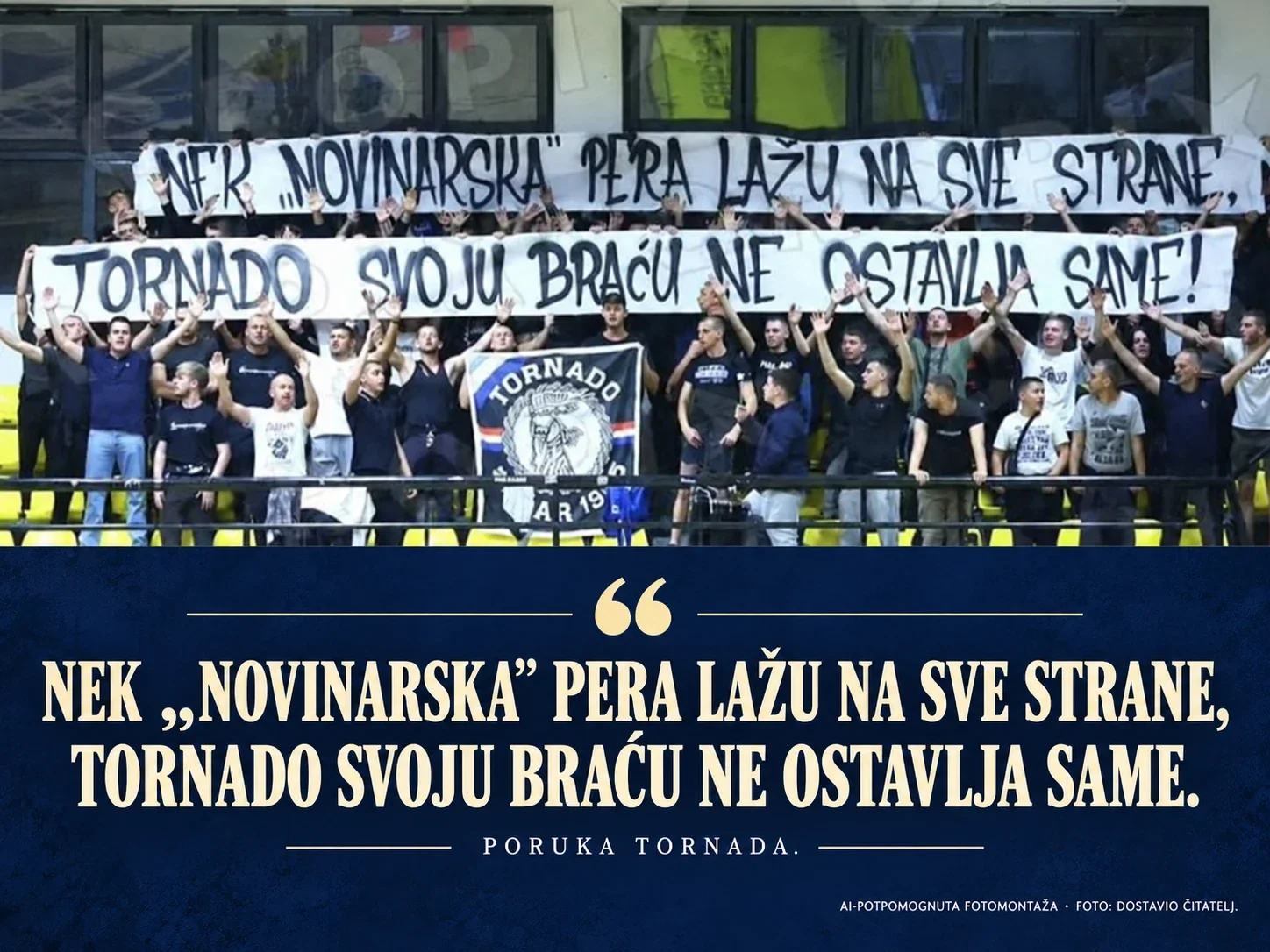 Tornado poslao podršku Torcidi na utakmici Splita i Zadra