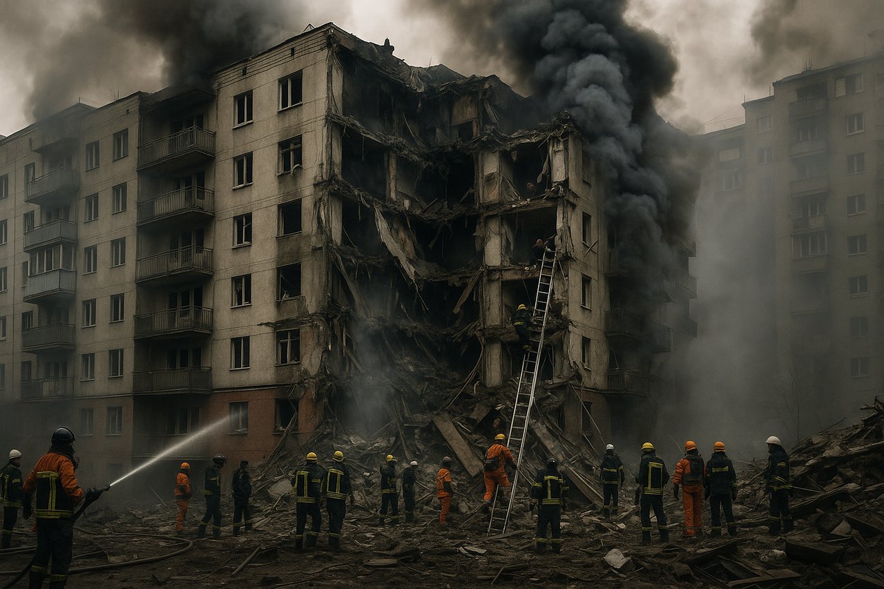 Masovni ruski napad na Kijev: zgrada se djelomično srušila, ljudi zarobljeni unutra