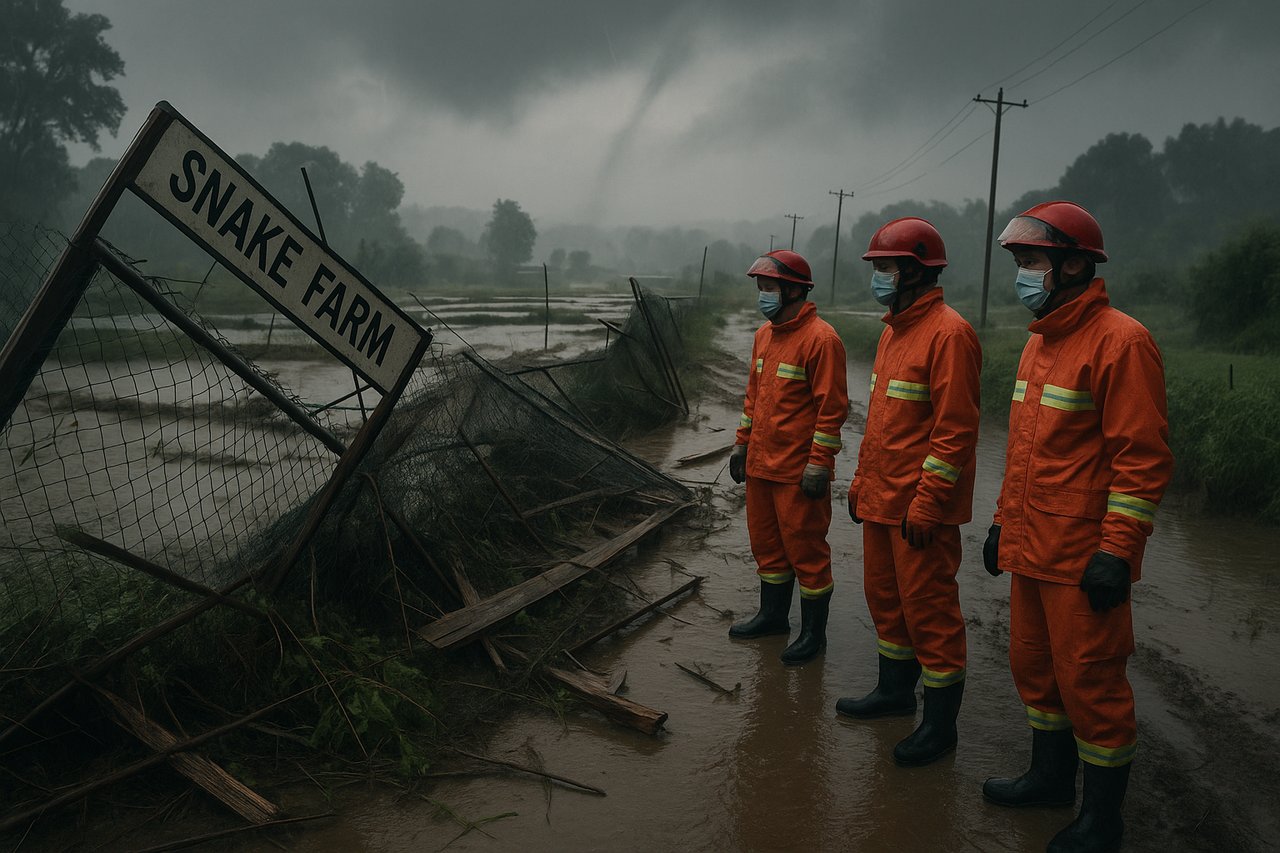 U Kini 900 zmija pobjeglo s farme nakon poplava i tornada