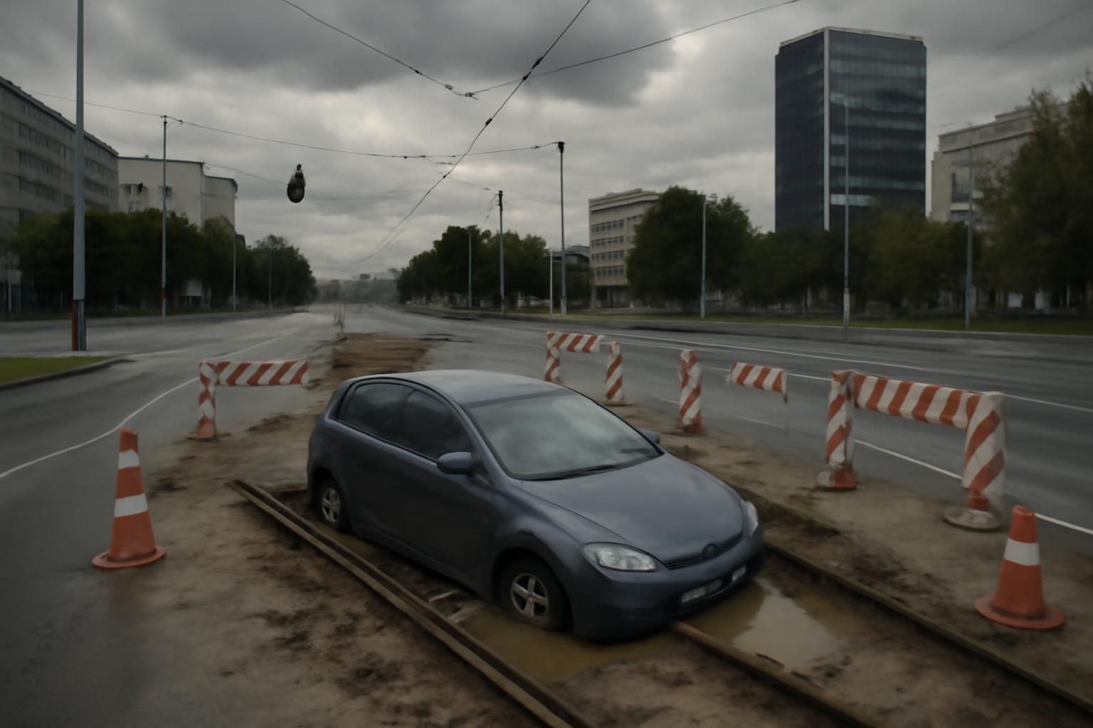 Još jedan automobil upao u raskopane tračnice na križanju Savske i Vukovarske